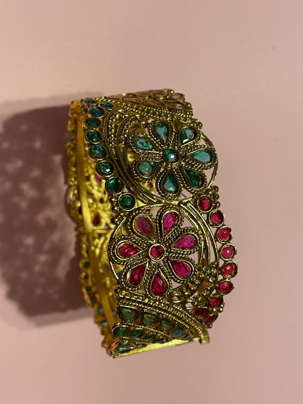 Colorful Gold Tone Bangle Bracelet w/ Screw Pin Hinge #9353
